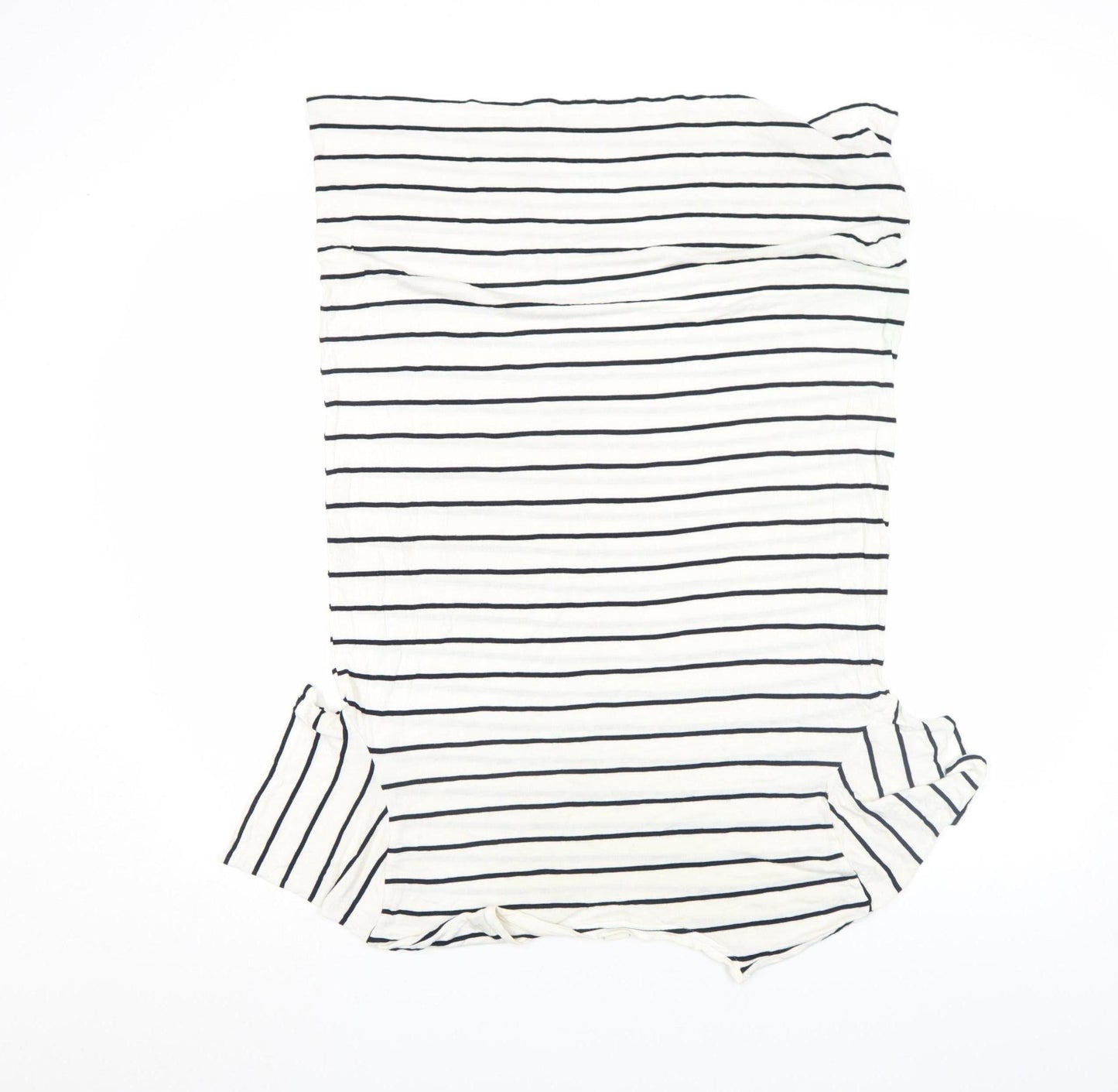 Basic Women's White Striped Short Sleeve Viscose T-Shirt M