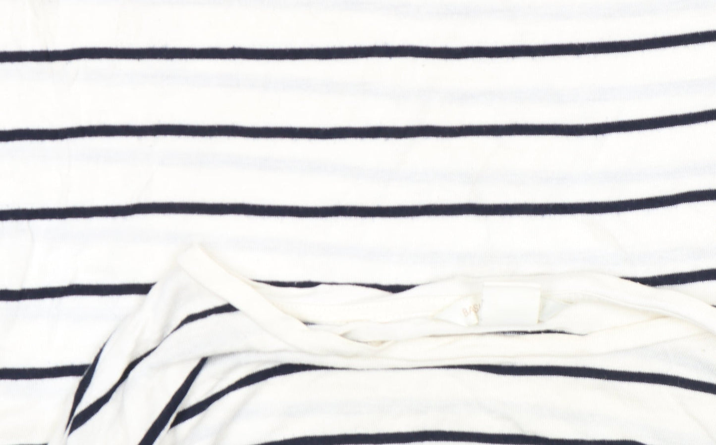 Basic Women's White Striped Short Sleeve Viscose T-Shirt M