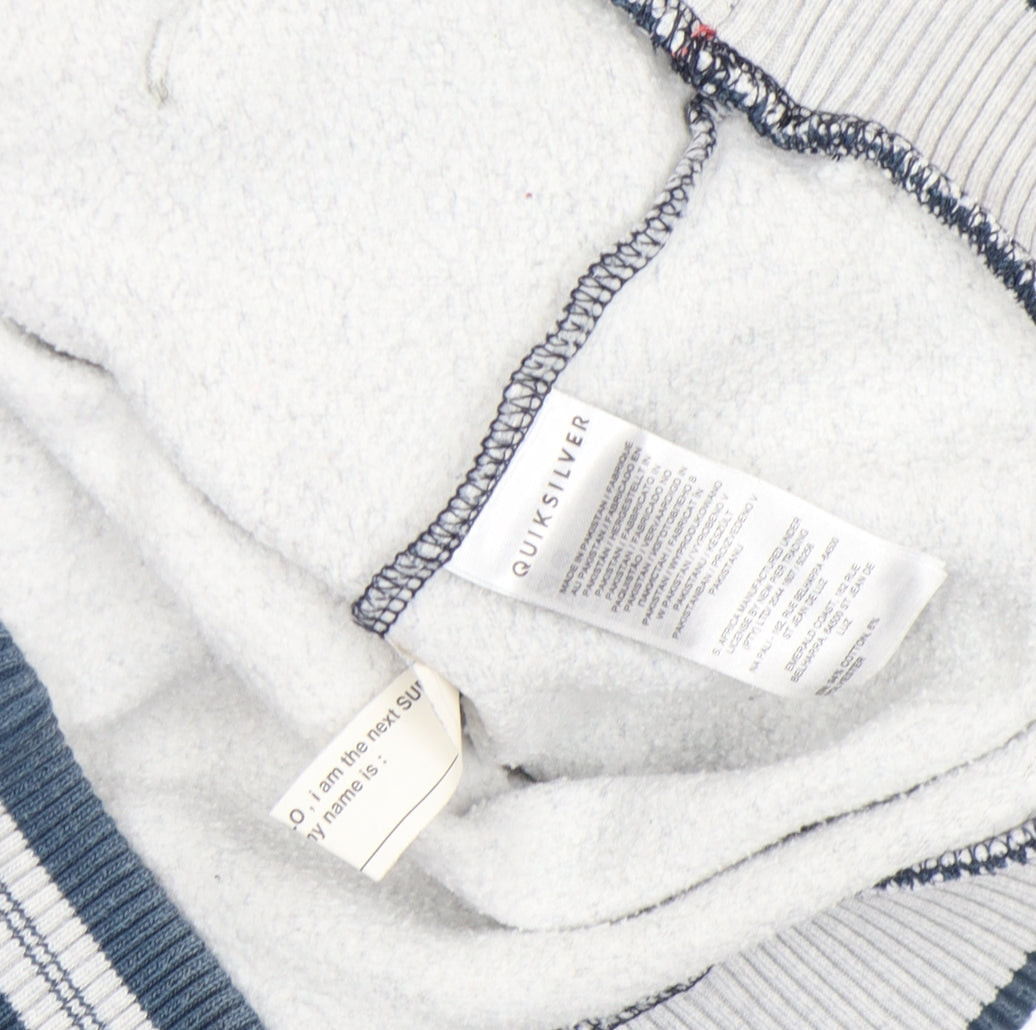 Quiksilver Boys Blue Grey Colourblock Pullover Hoodie Size 16 Cotton Blend
