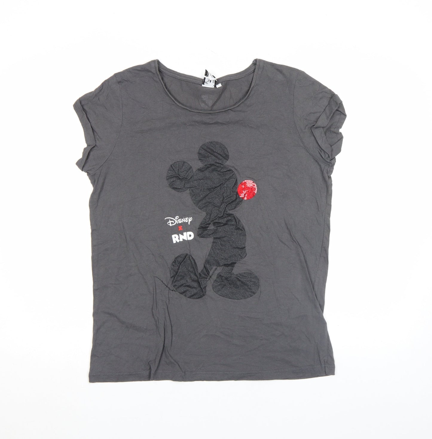 Comic Relief x Disney Womens Grey Mickey Mouse Sequin T-Shirt L