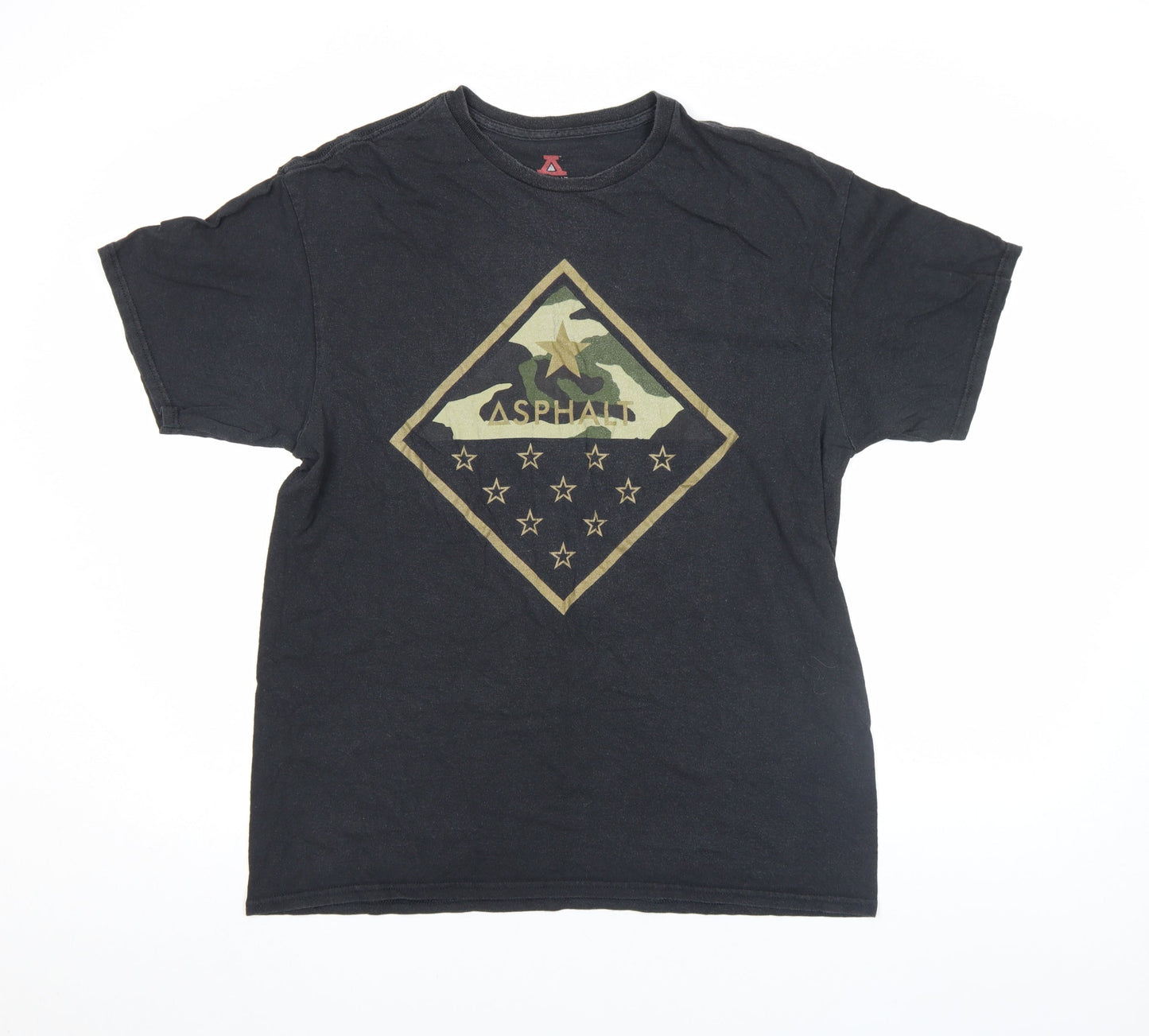 Asphalt Men's Black Camouflage Graphic Crew Neck T-Shirt Size L