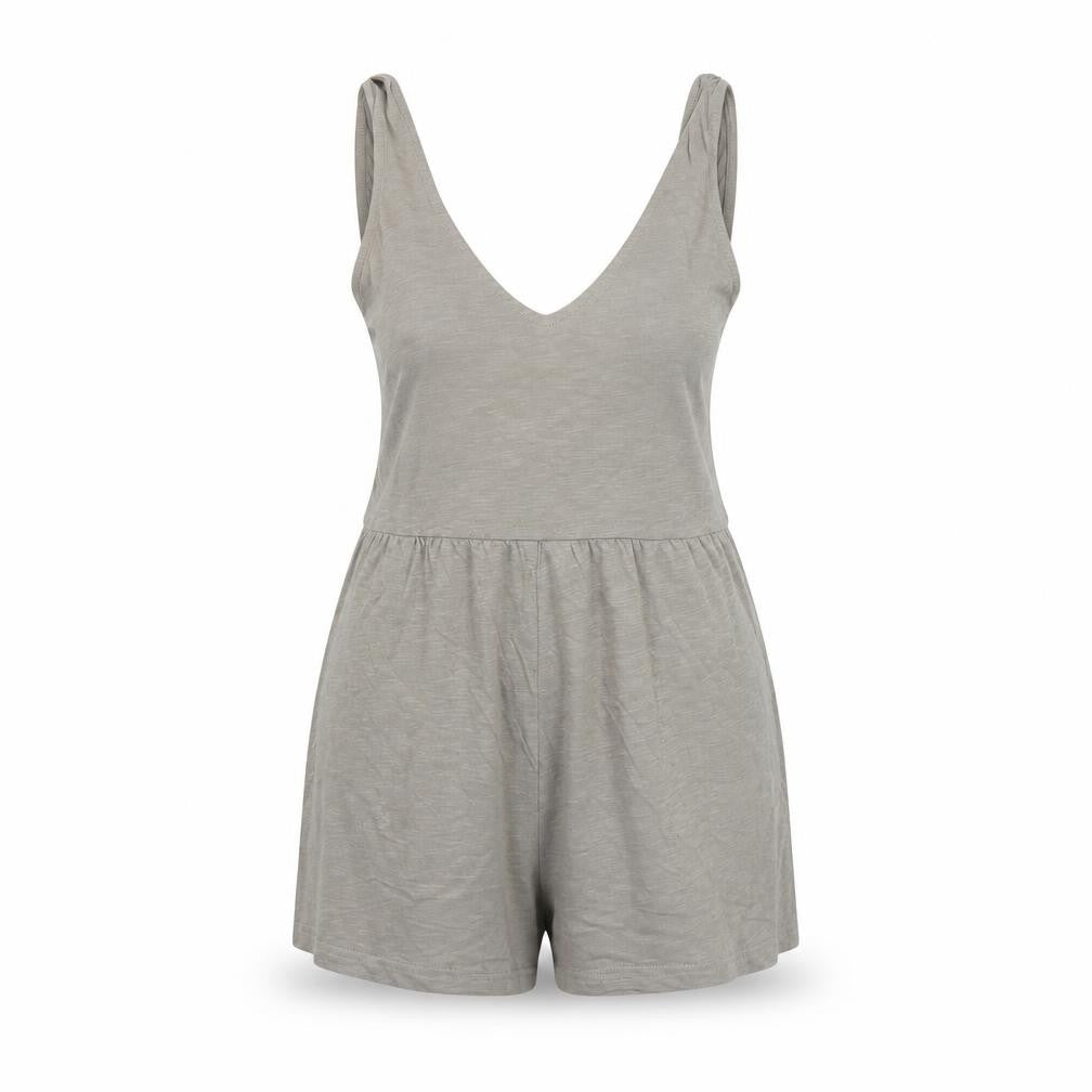 Pull & Bear Women’s Beige Jersey Sleeveless V-Neck Playsuit Size S