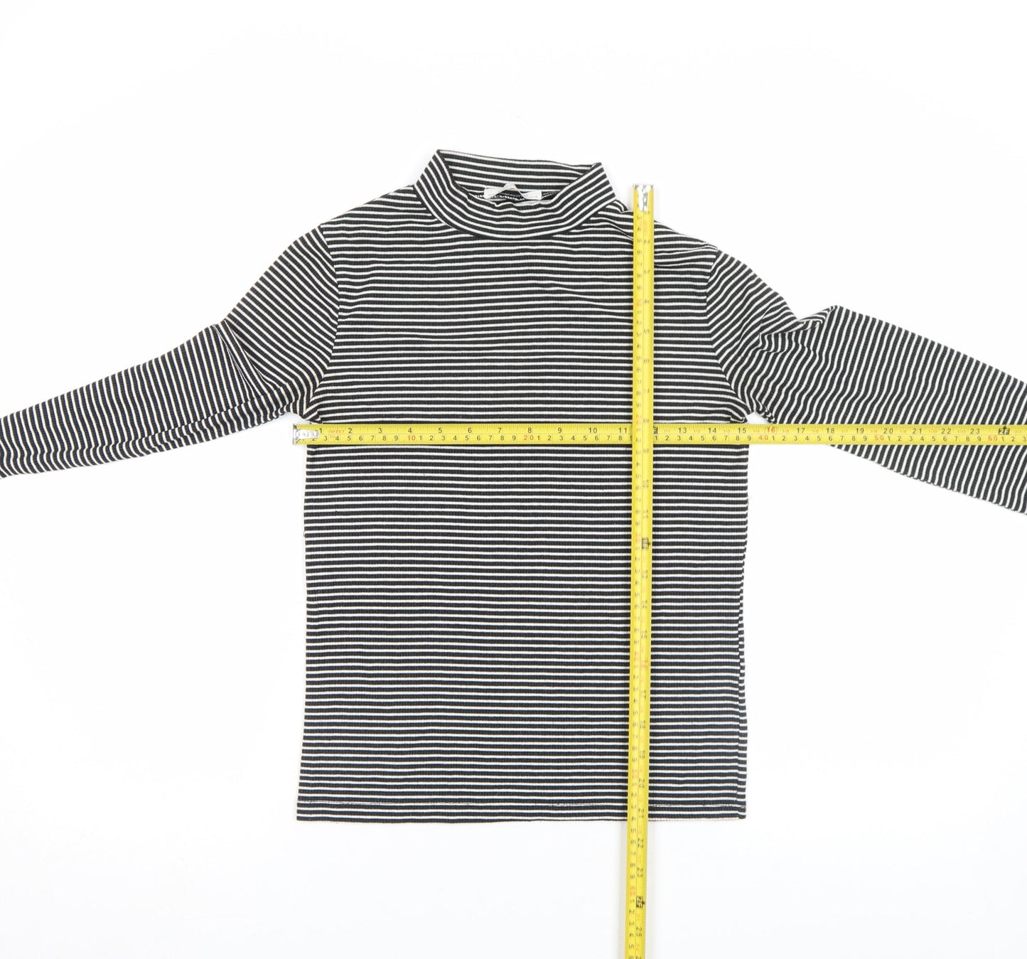 Zara TRF Women’s Black Striped Roll Neck Long Sleeve Slim Fit Top M