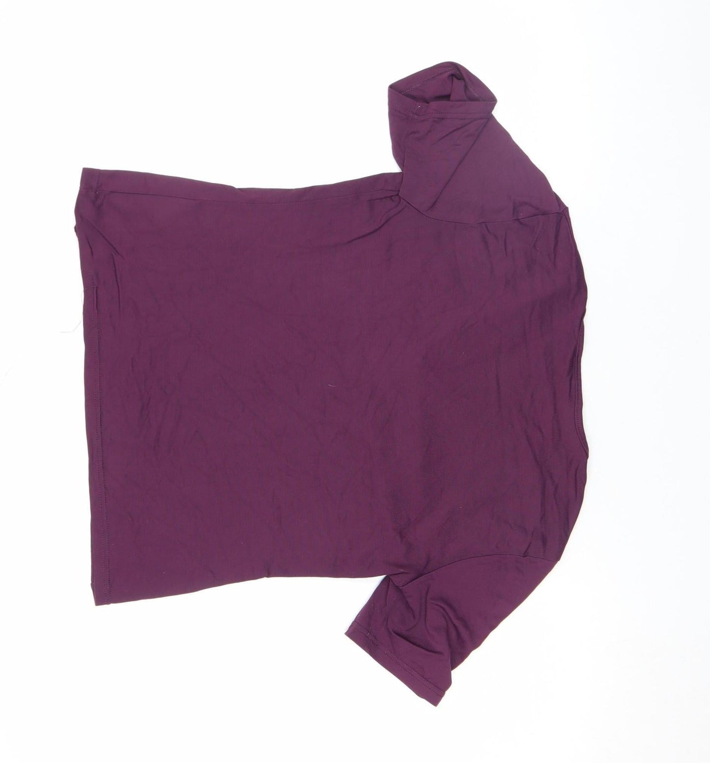 Hennes Women's Purple V-Neck Short Sleeve Stretch T-Shirt Size L
