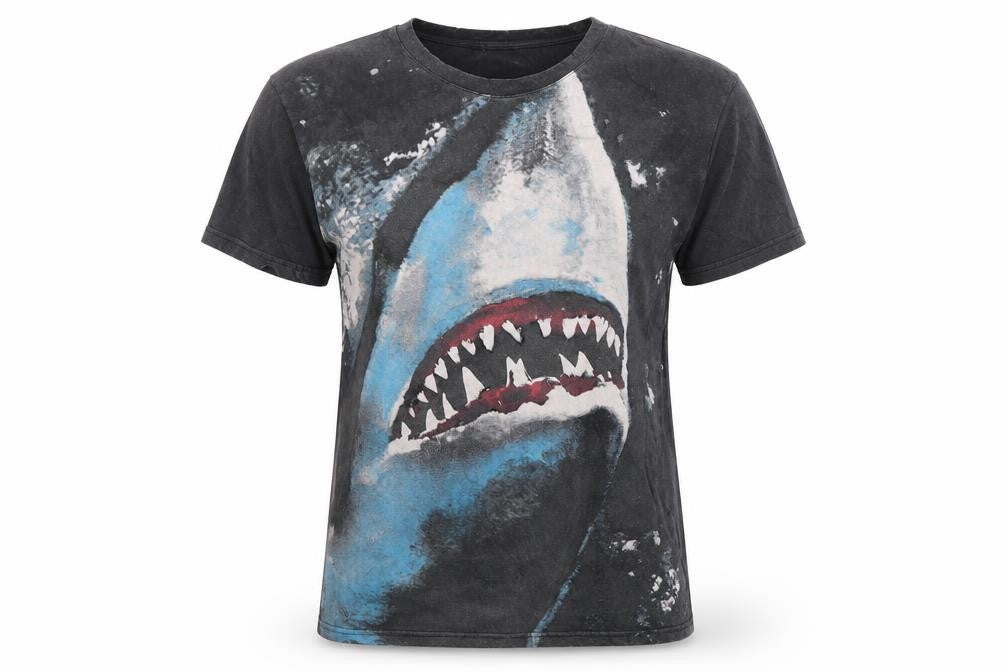 Zara Women Black Shark Graphic Short Sleeve T-Shirt Size S