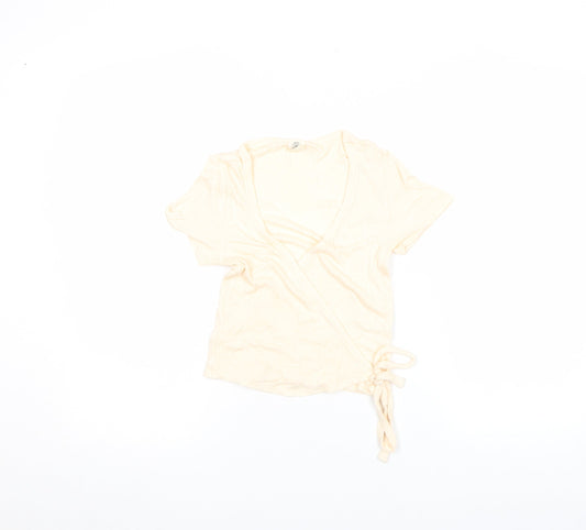 Urban Outfitters Women's Beige Short Sleeve Wrap T-Shirt Size S