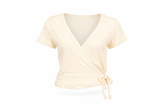 Urban Outfitters Women's Beige Short Sleeve Wrap T-Shirt Size S