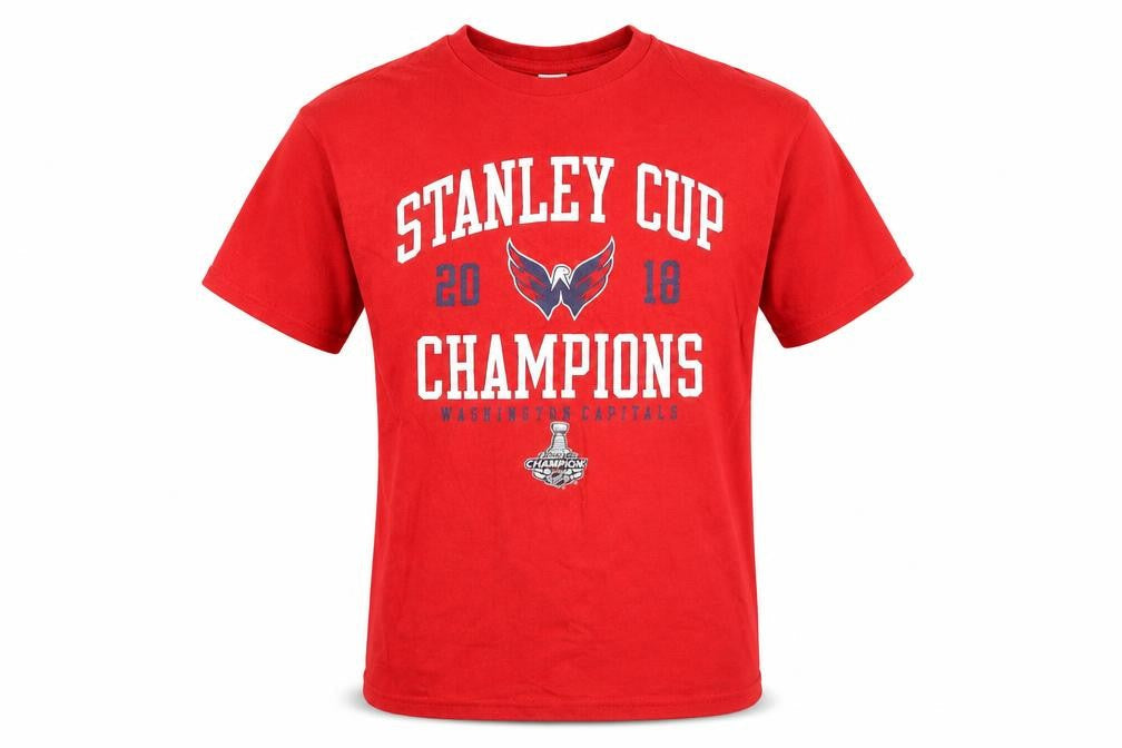 Delta Men Red Stanley Cup Champions 2018 Cotton Short Sleeve T-Shirt M
