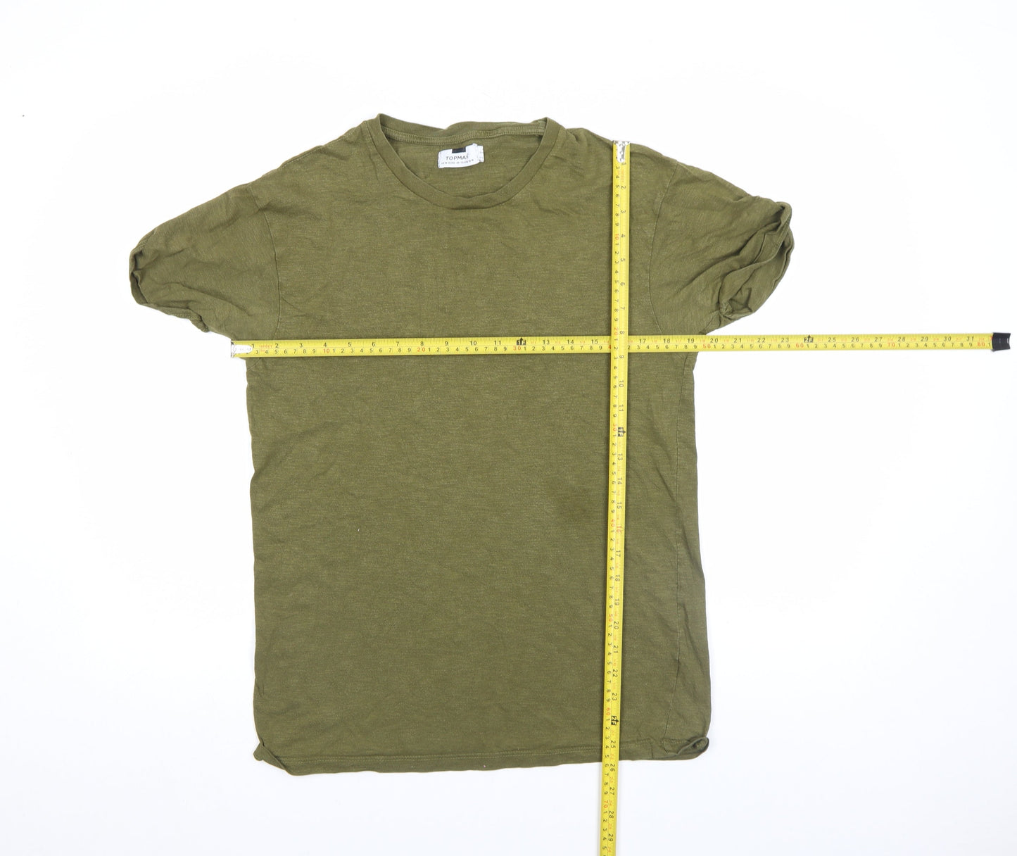 Topman Men's Green Cotton Crew Neck Short Sleeve T-Shirt M