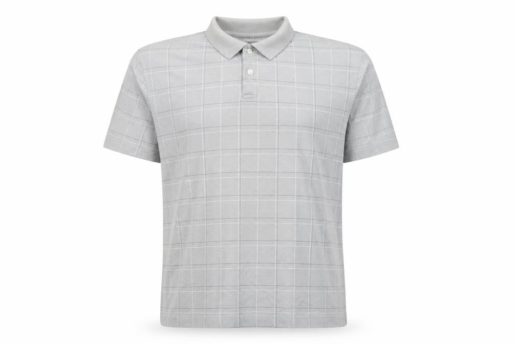 Van Heusen Men’s Grey Check 2XL Cotton Blend Short Sleeve Polo Shirt