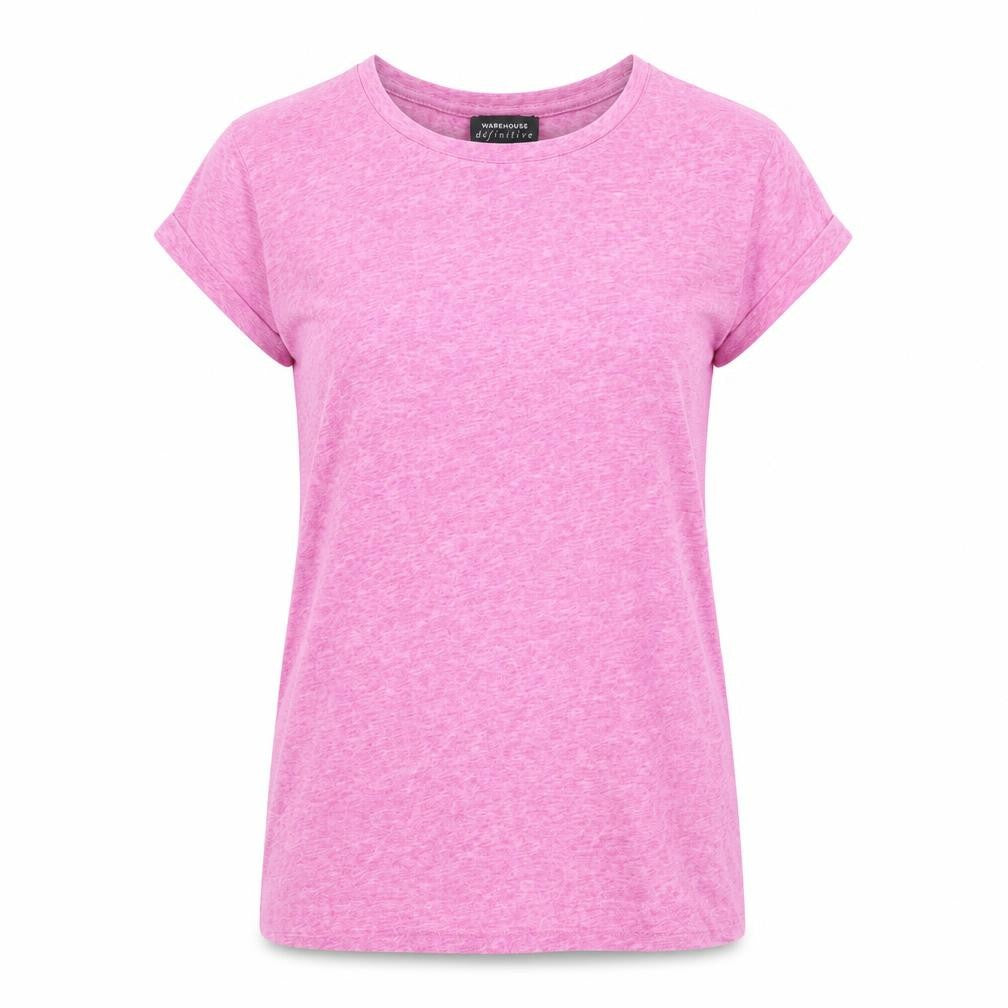 Warehouse Womens Pink Basic Jersey T-Shirt UK 8 Short Sleeve