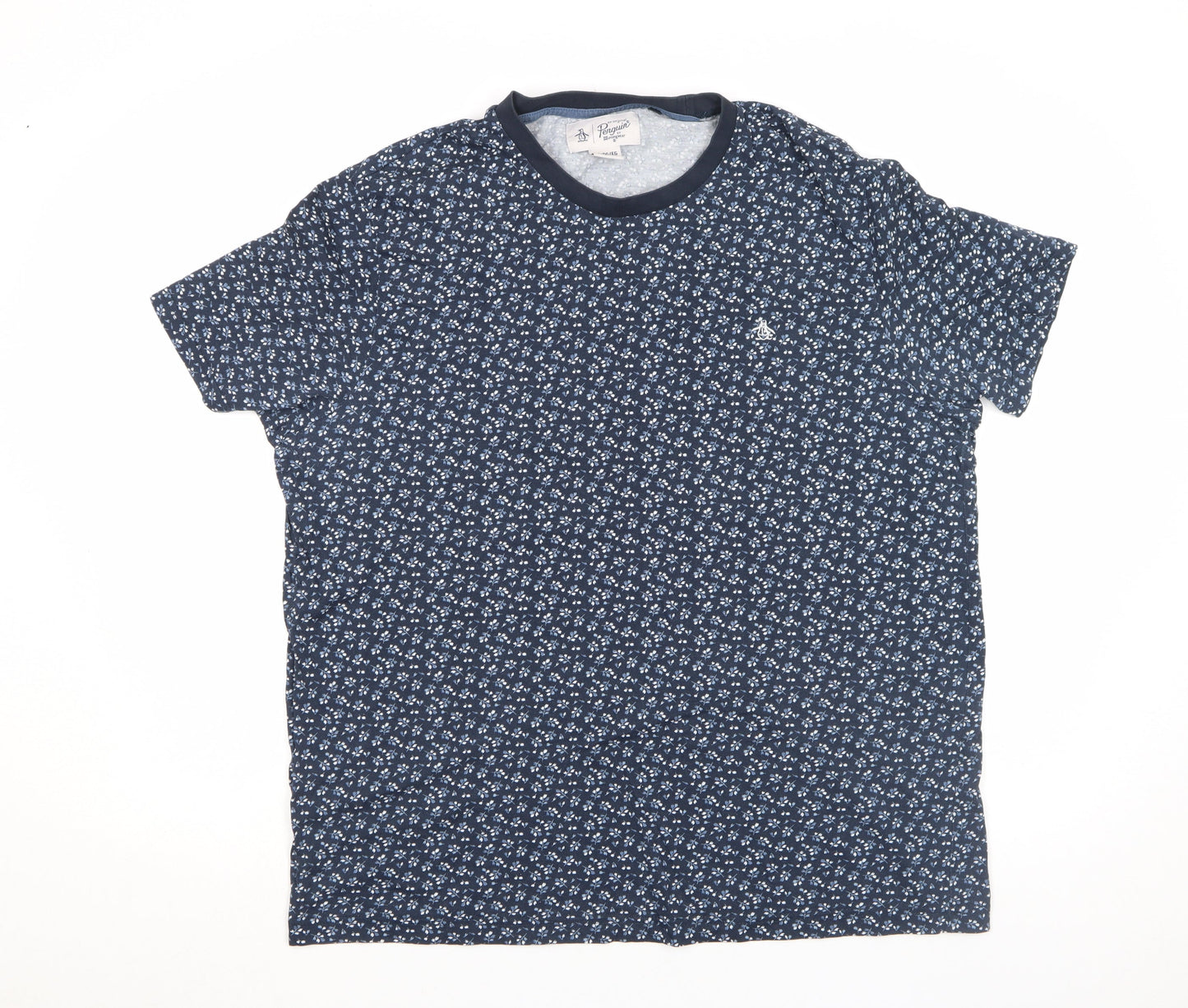 Penguin by Munsingwear Men's Blue Floral Cotton T-Shirt XL