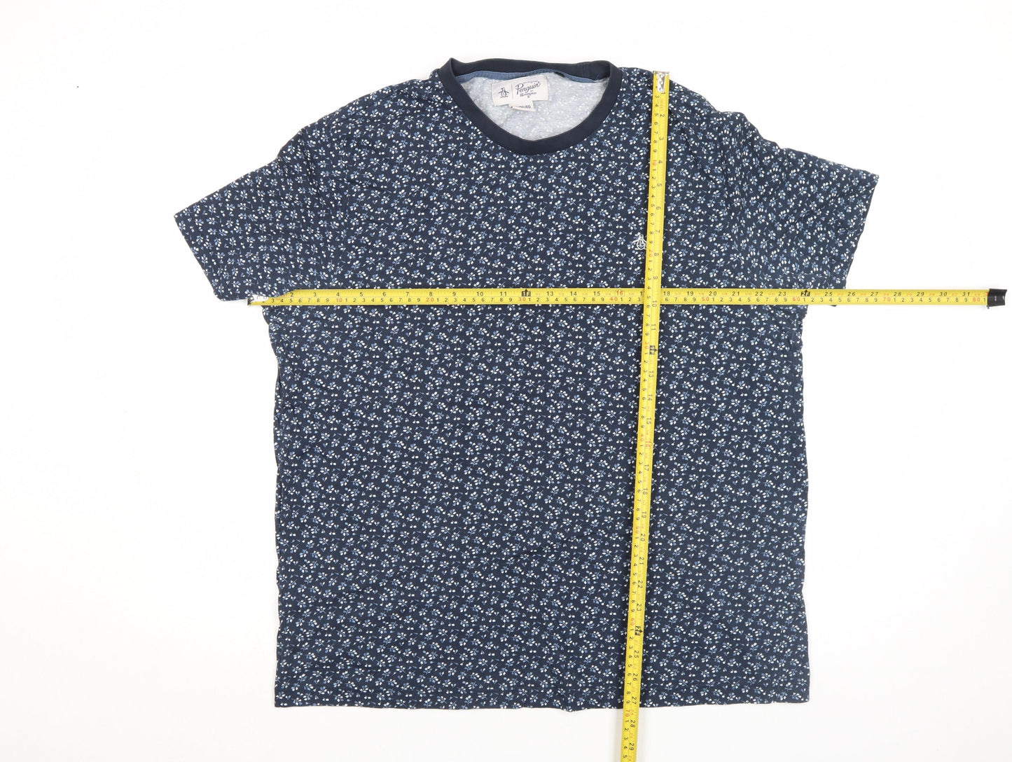 Penguin by Munsingwear Men's Blue Floral Cotton T-Shirt XL