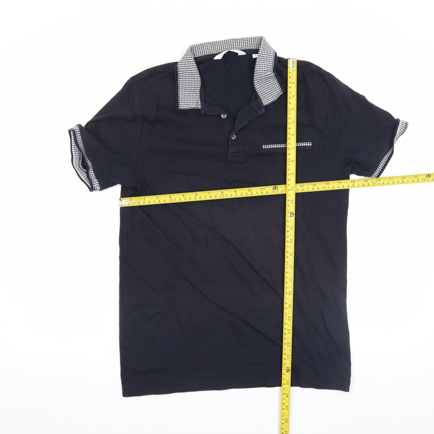 Next Men's Black Slim Fit Polo Shirt Size M Short Sleeve
