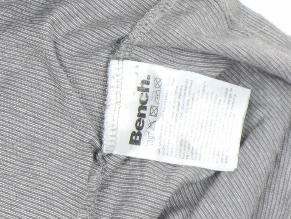 Bench Men's Grey Striped Crew Neck Pocket T-Shirt Size L