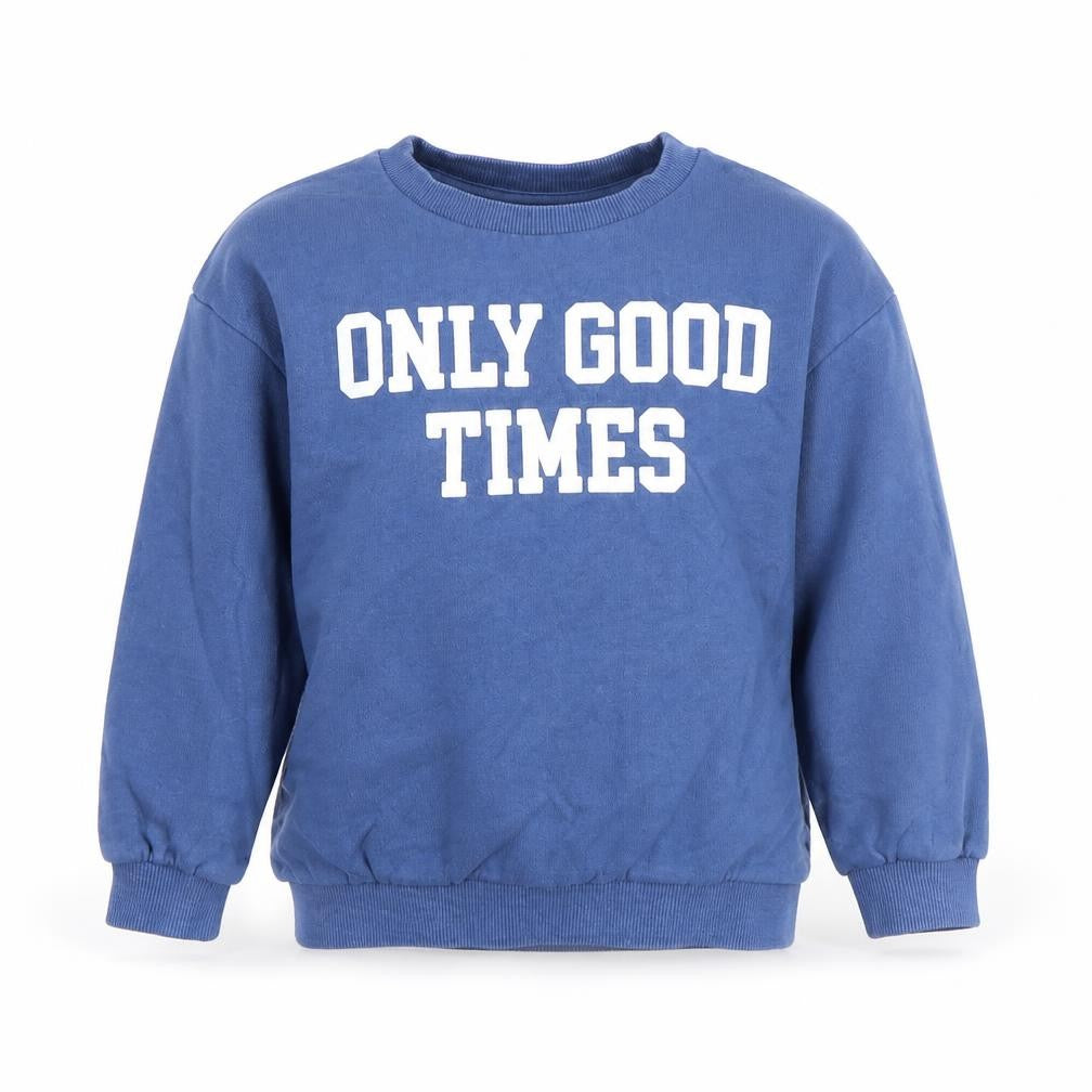 F&F Boys Blue 4-5 Years Pullover Sweatshirt Cotton ONLY GOOD TIMES