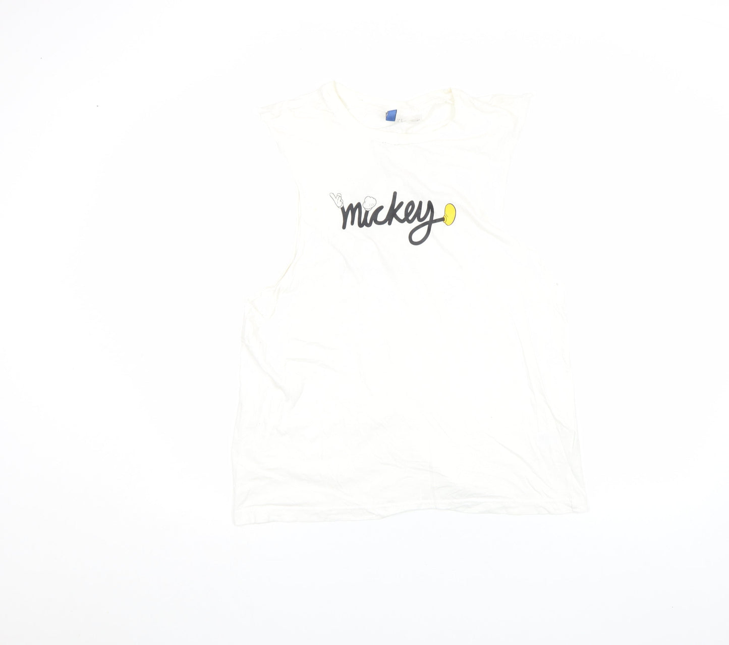 H&M Divided Women's White Mickey Mouse Sleeveless Cropped T-Shirt M