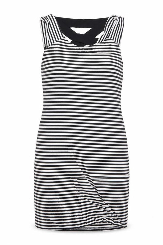 Lopez West Women’s Black Striped Bodycon Knee Length Dress Size 16