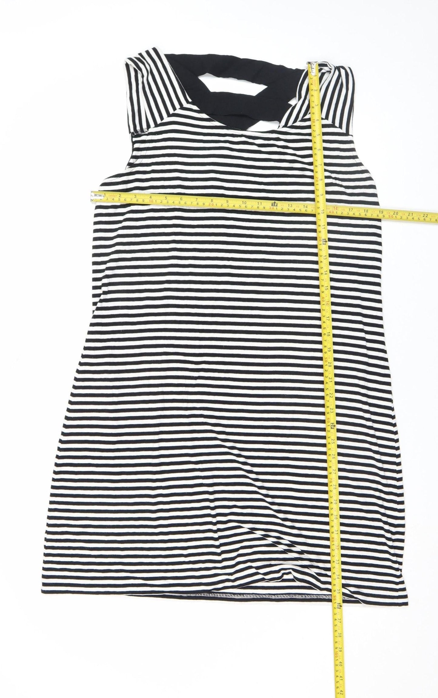 Lopez West Women’s Black Striped Bodycon Knee Length Dress Size 16