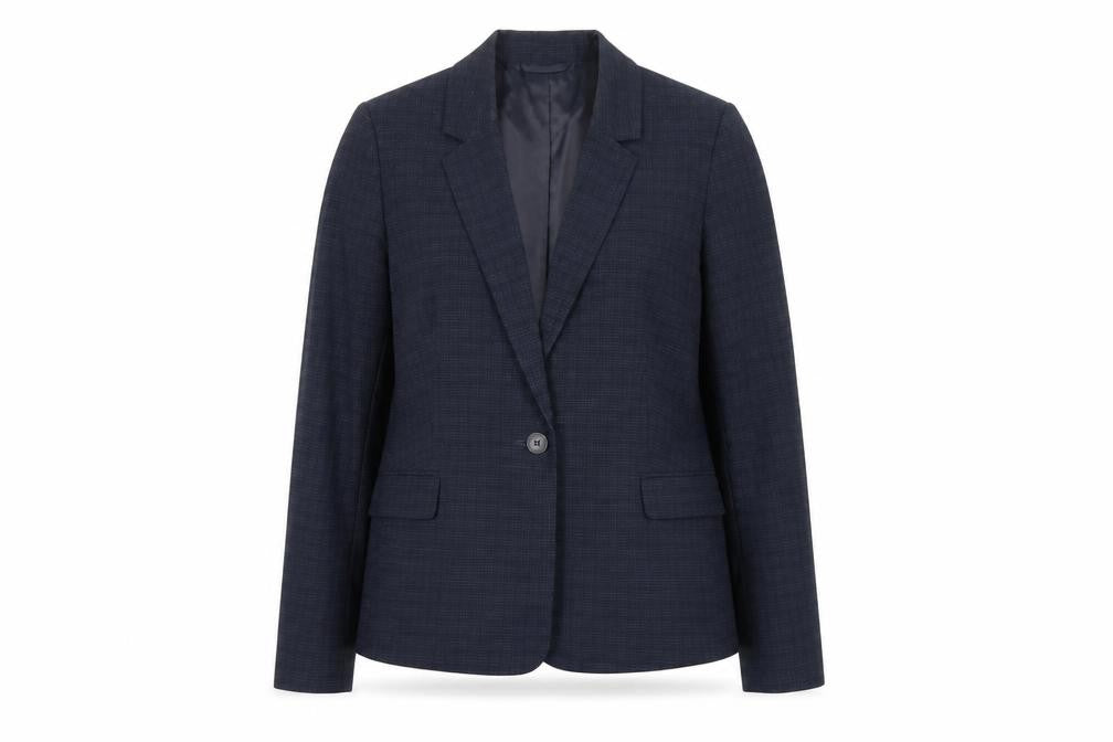 Next Women Blue Check Tailored Single-Breasted Blazer Size 14