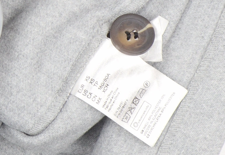 H&M Divided Women's Grey Long Overcoat XS Button Casual Workwear
