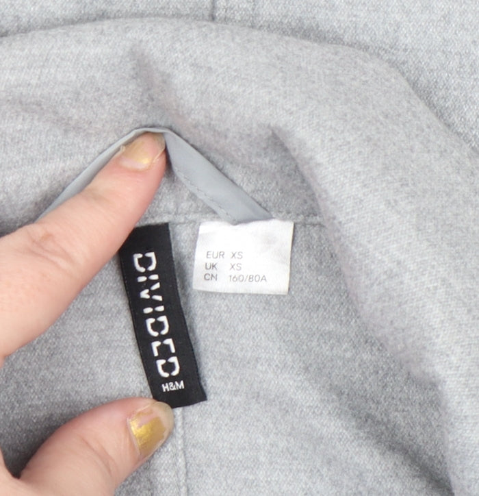 H&M Divided Women's Grey Long Overcoat XS Button Casual Workwear
