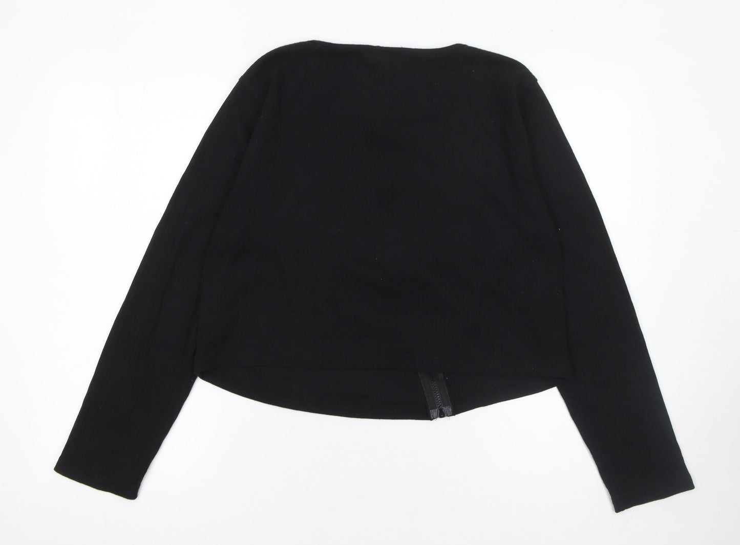 Missguided Women’s Black Cropped Zip Jersey Blouse UK 20 Plus