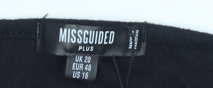 Missguided Women’s Black Cropped Zip Jersey Blouse UK 20 Plus