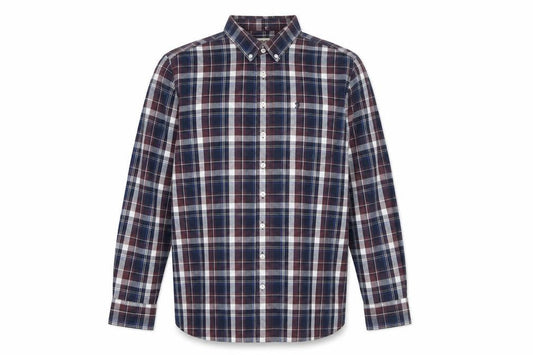 Farah Classic Men's Blue Check Long Sleeve Button-Up Shirt 2XL