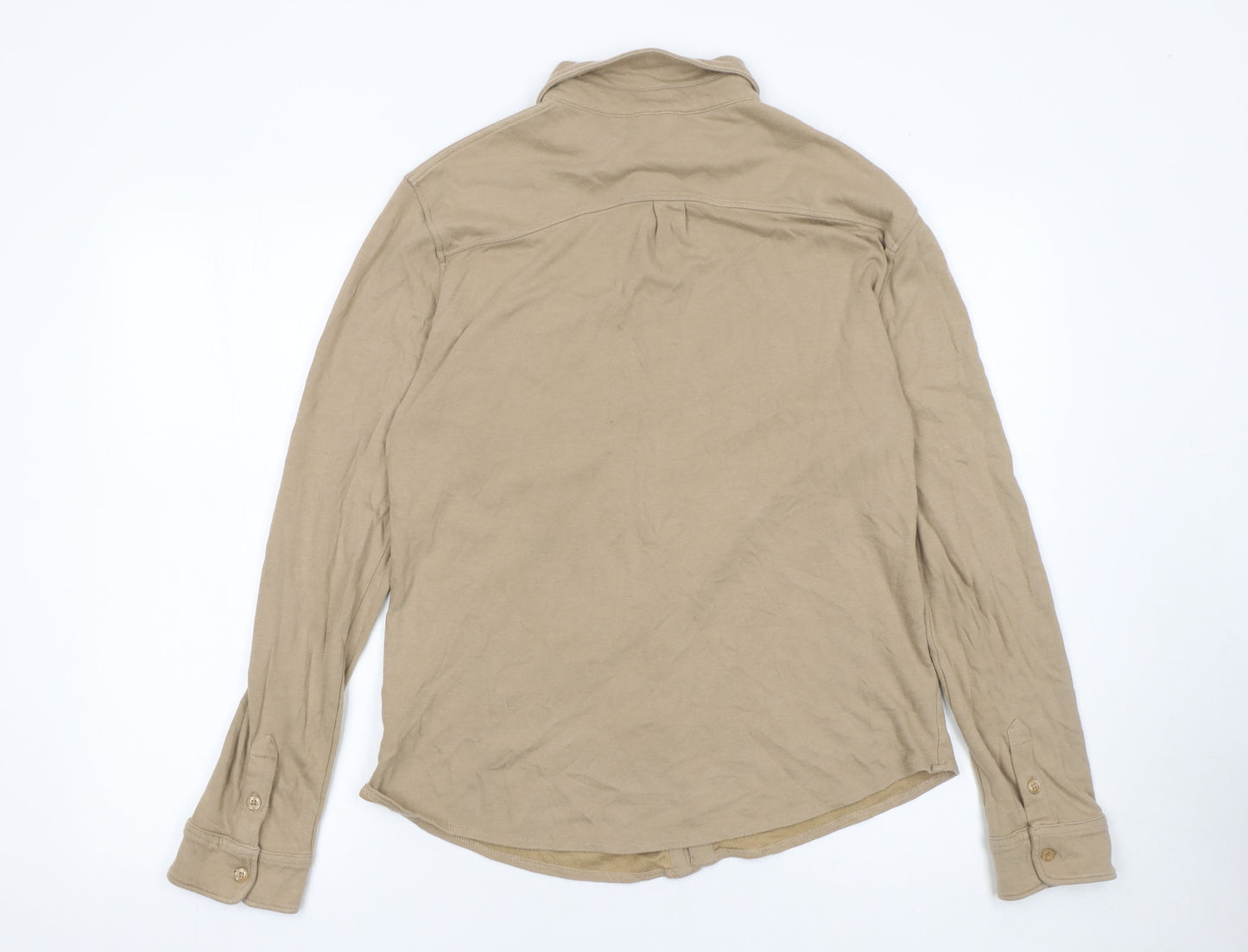Reiss Women’s Beige Collared Long Sleeve Button-Up Shirt Size M