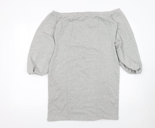 ASOS Women Grey Bodycon Off Shoulder Jersey Dress Size 14