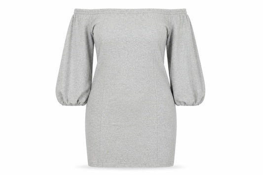 ASOS Women Grey Bodycon Off Shoulder Jersey Dress Size 14