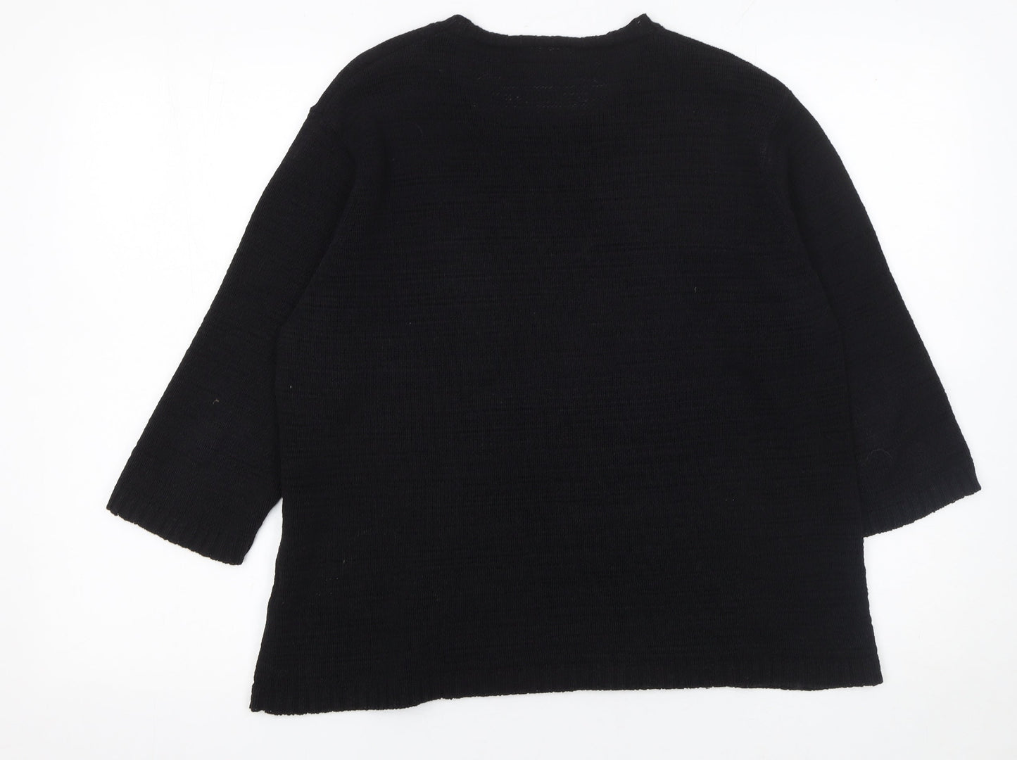 Eastex Women's Black Cotton Knit 3/4 Sleeve Pullover Jumper Size 20