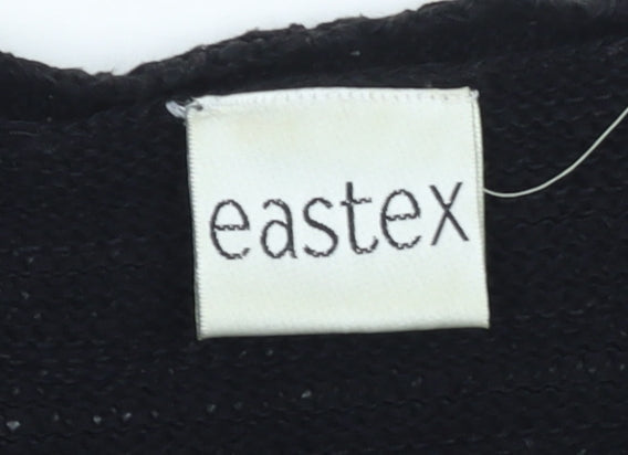 Eastex Women's Black Cotton Knit 3/4 Sleeve Pullover Jumper Size 20