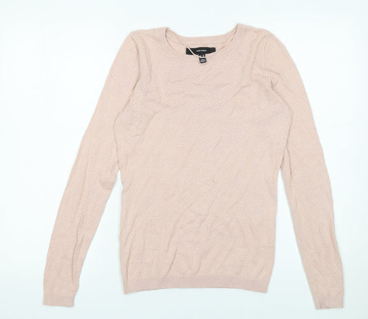 Vero Moda Womens Pink XS Cotton Crew Neck Long Sleeve Pullover Jumper
