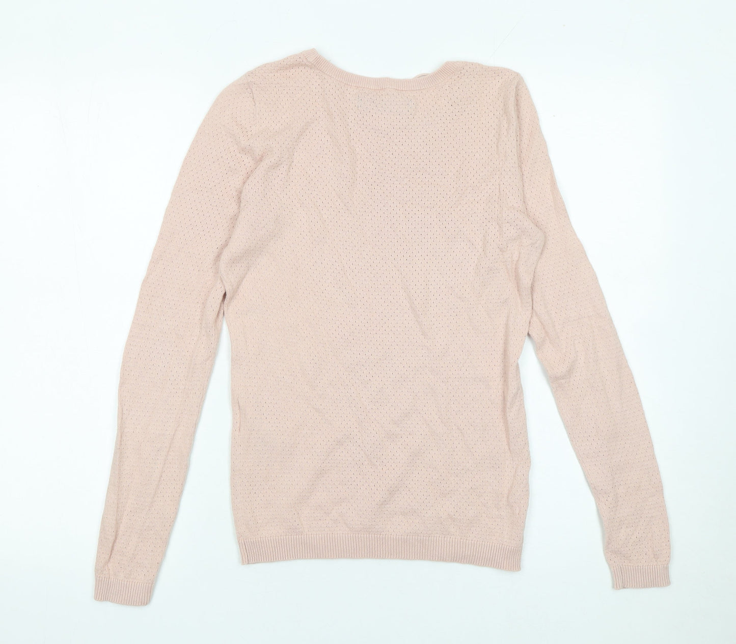 Vero Moda Womens Pink XS Cotton Crew Neck Long Sleeve Pullover Jumper