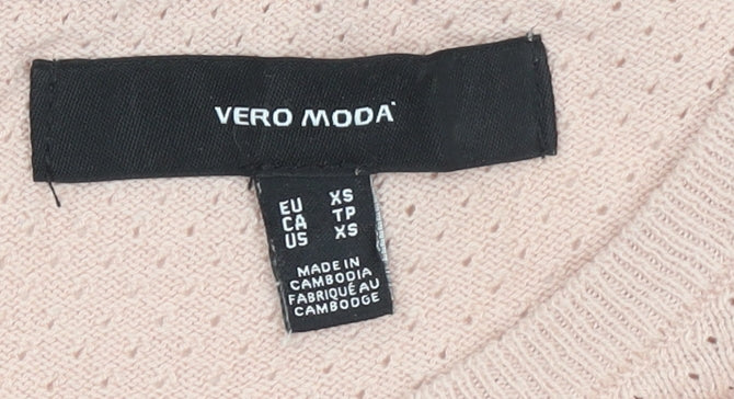 Vero Moda Womens Pink XS Cotton Crew Neck Long Sleeve Pullover Jumper