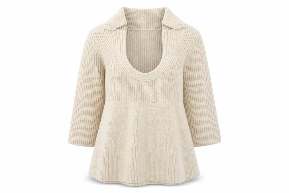 Hoss Intropia Girls Beige Knit Tunic Jumper Large Wool Blend Ribbed Pull On