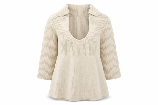 Hoss Intropia Girls Beige Knit Tunic Jumper Large Wool Blend Ribbed Pull On