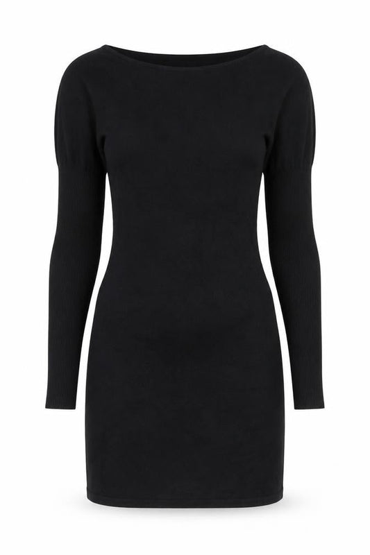 Oui Moments Women's Black Bodycon Knit Belted Dress Size 12