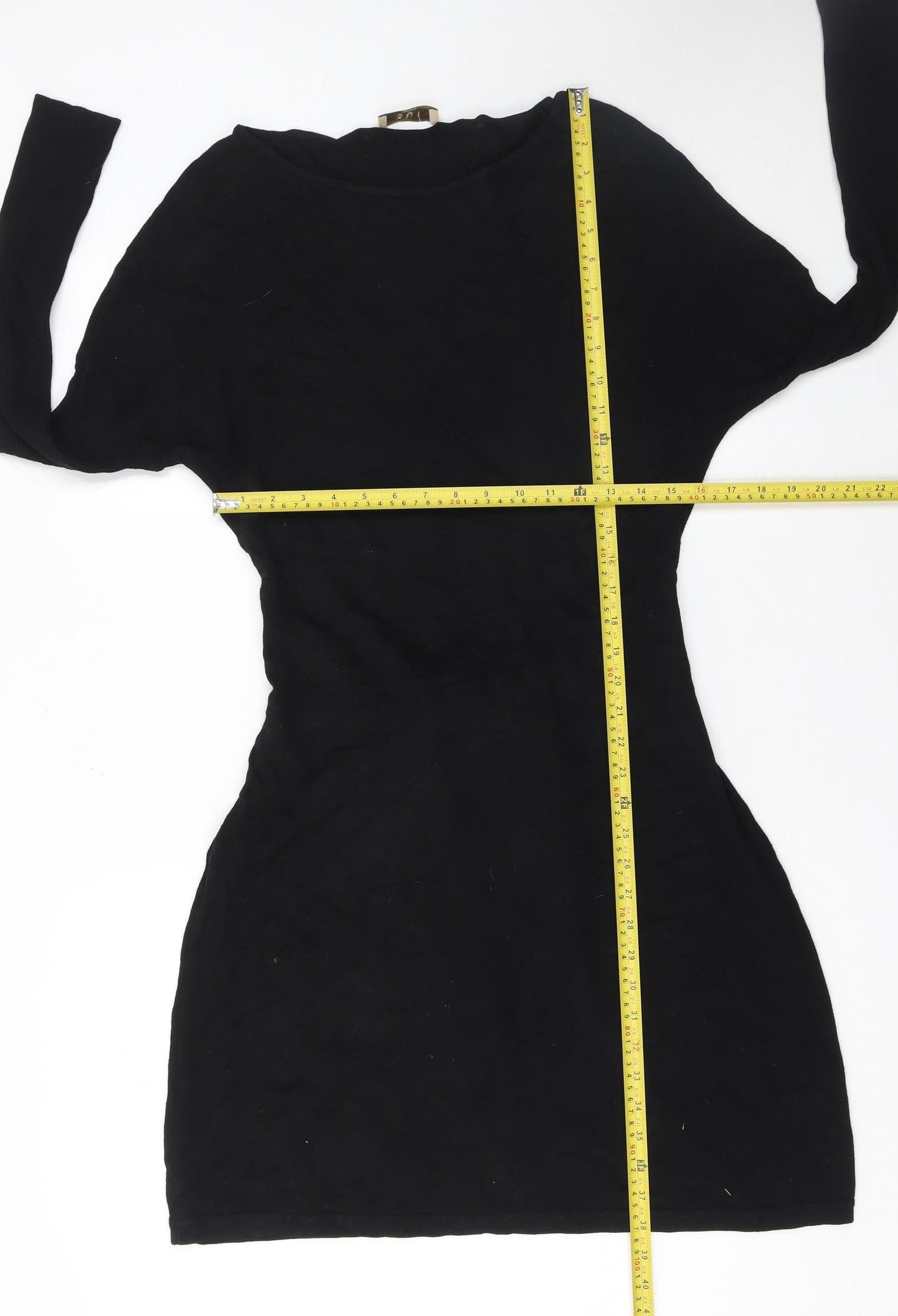 Oui Moments Women's Black Bodycon Knit Belted Dress Size 12