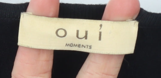 Oui Moments Women's Black Bodycon Knit Belted Dress Size 12
