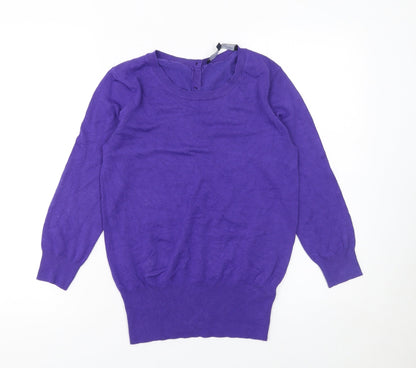 Additional front view of French Connection Women's Purple XS Button Back Knit Cardigan