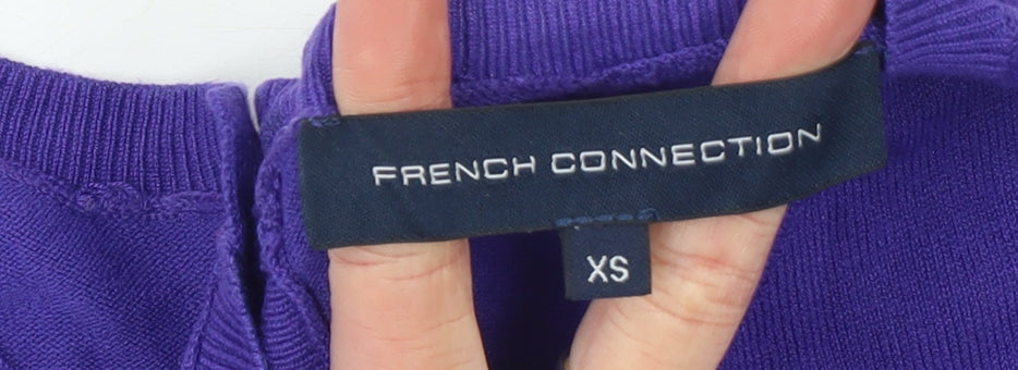 French Connection Women's Purple XS Button Back Knit Cardigan