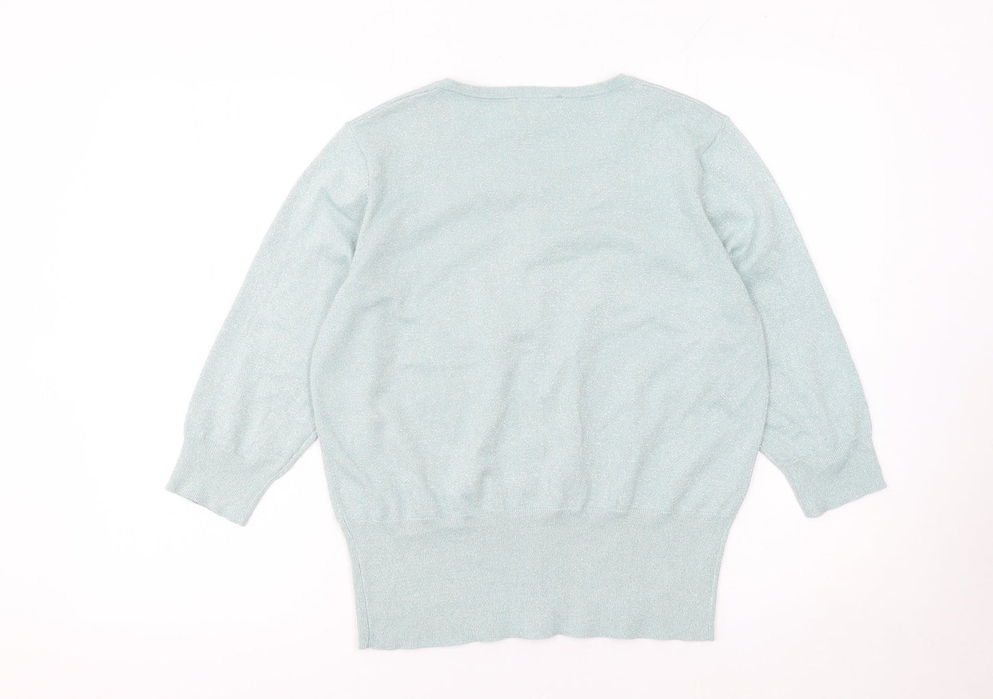 Linea Women Green L Cardigan Round Neck Lightweight Knit