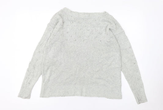 White Stuff Women’s Grey Crew Neck Merino Wool Blend Jumper UK 12