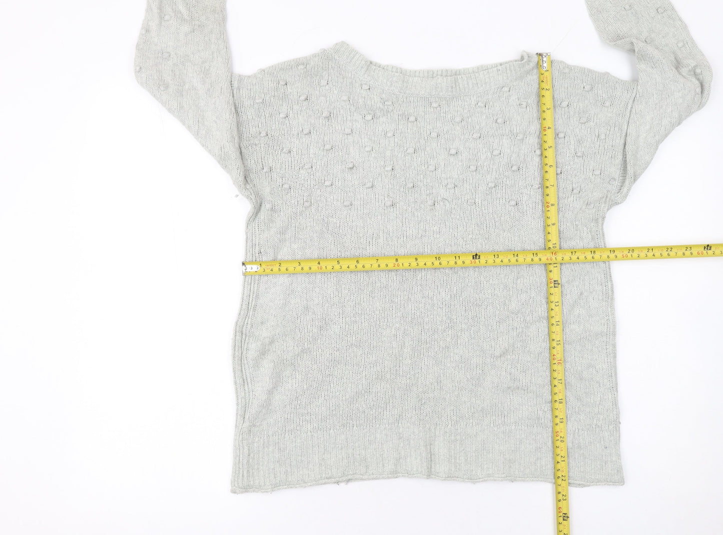 White Stuff Women’s Grey Crew Neck Merino Wool Blend Jumper UK 12