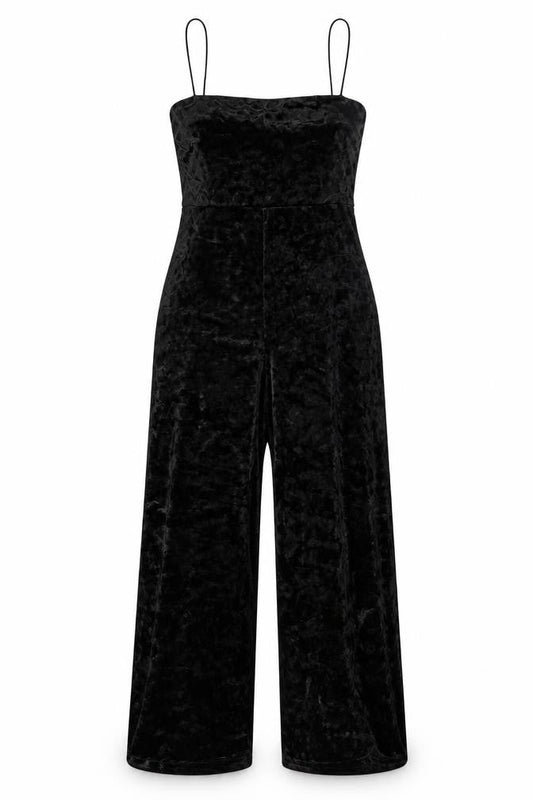 Pins & Needles Womens Black Velvet Wide-Leg Jumpsuit XS