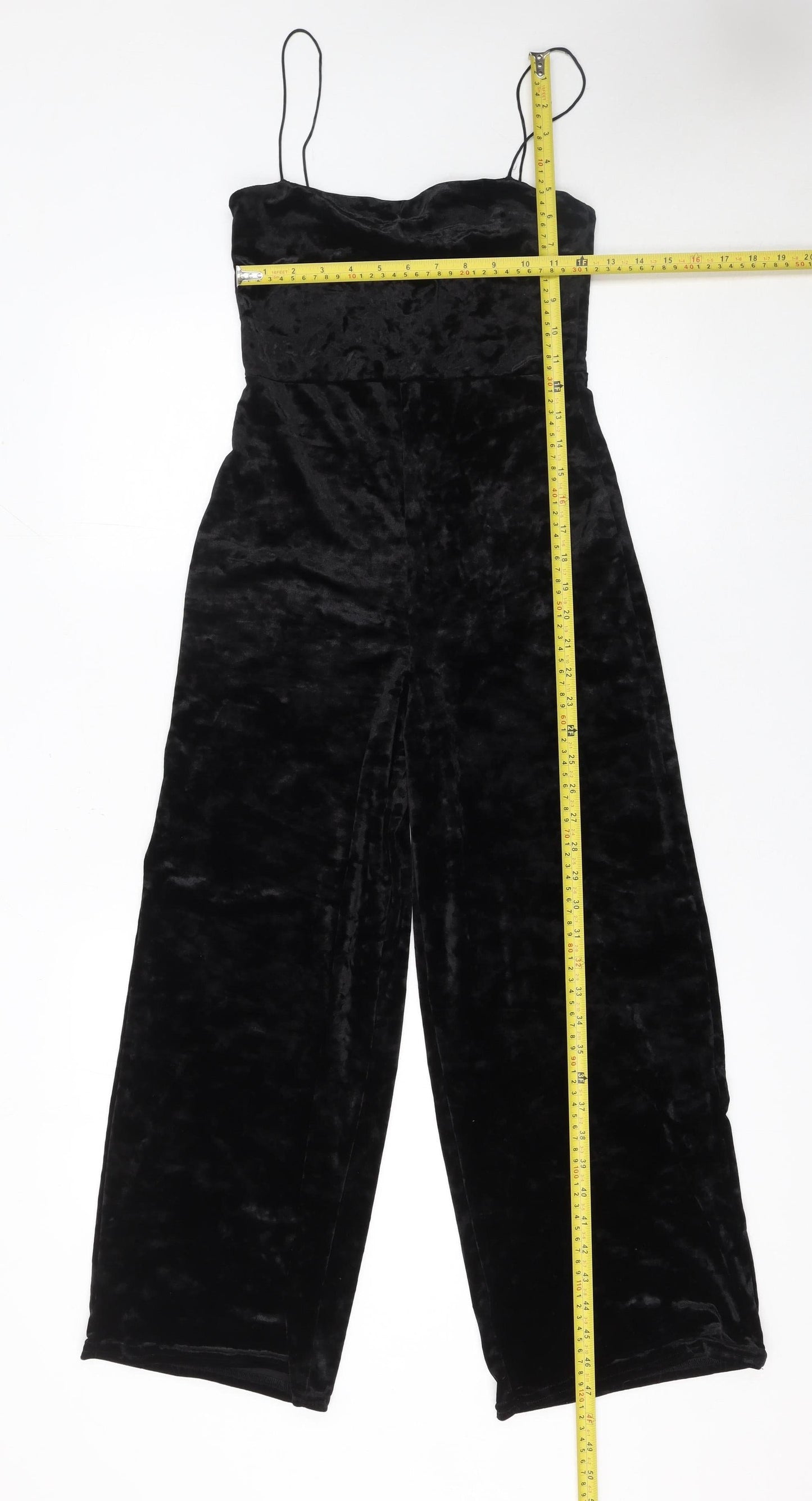 Pins and Needles Womens Black Velvet Wide-Leg Jumpsuit XS