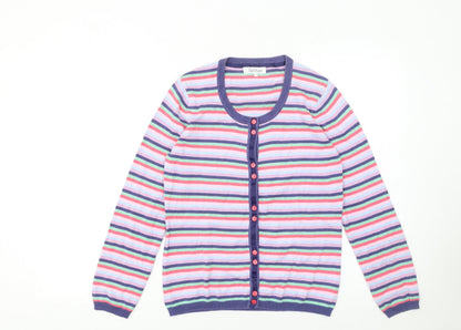 Tulchan Womens Multicoloured Cotton Striped Cardigan Size S